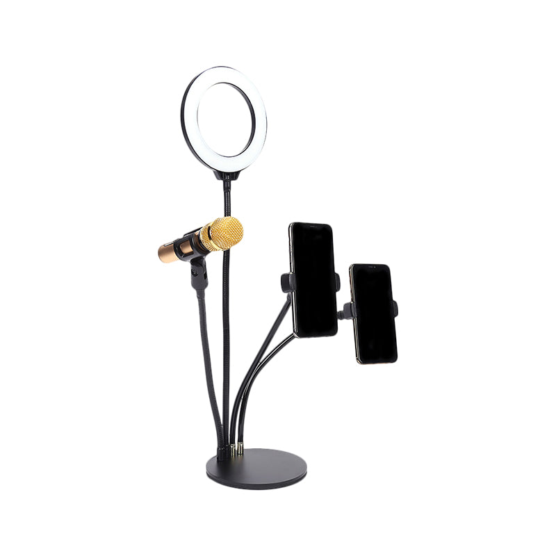 BowLift | Black Circle Mirror Lighting Modernist Metal LED Fill Flash Lighting with USB Connection