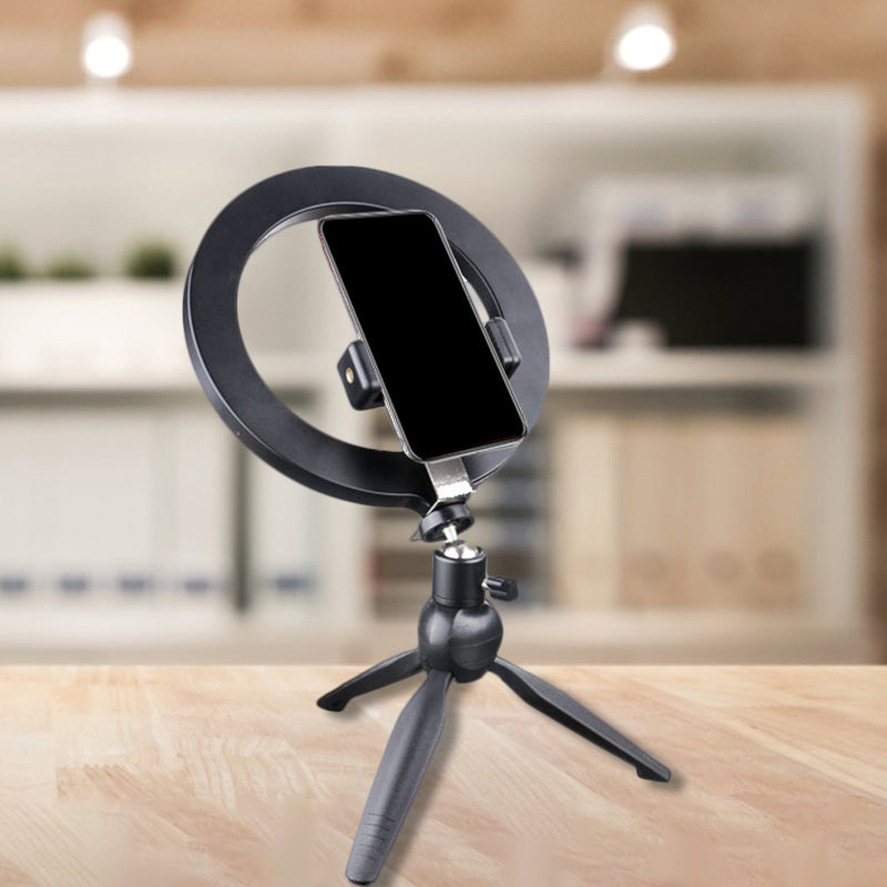 BowLift | Phone Holder LED Makeup Light Minimalist Black Tripod Fill Light Lighting with Round Metal Shade