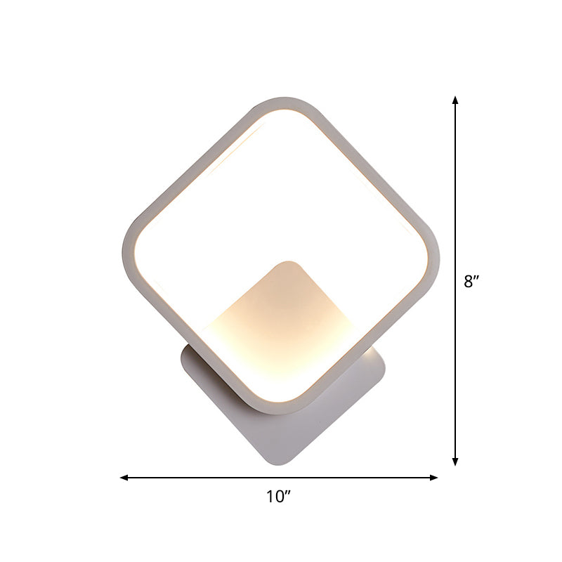 BowLift | Fillet Square Ring Acrylic Wall Light Simplicity White LED Wall Mounted Lamp in Warm/White Light, 10"/12" Wide