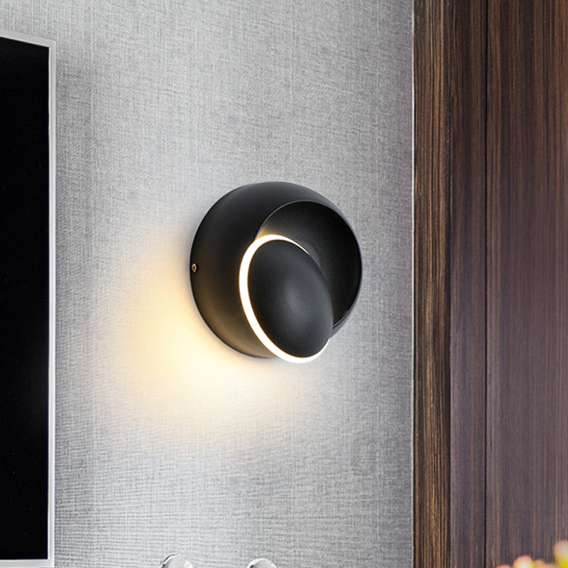 BowLift | Black/White Rotating Ellipse Wall Light Modern Novelty Iron LED Surface Wall Sconce with Simulated Eclipse Design