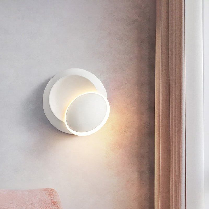 BowLift | Black/White Rotating Ellipse Wall Light Modern Novelty Iron LED Surface Wall Sconce with Simulated Eclipse Design