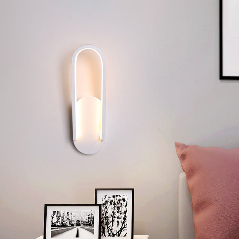 BowLift | Black/White Inclined Half-Oblong Wall Light Minimalist Acrylic LED Wall Mounted Light in Warm/White Light for Salon