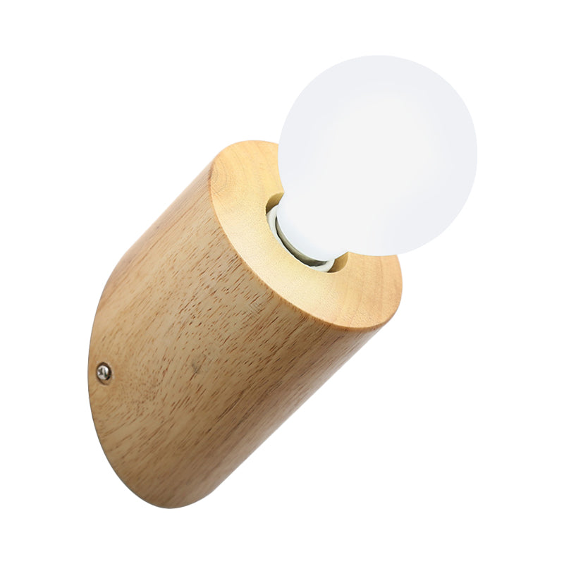 BowLift | Wood Angle Pol Wall Light Minimalist 1 Head Beige Wall Light with Open Bulb Design