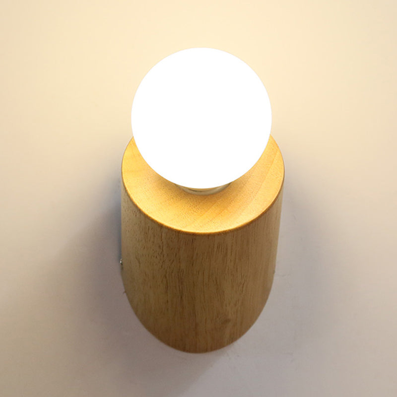 BowLift | Wood Angle Pol Wall Light Minimalist 1 Head Beige Wall Light with Open Bulb Design