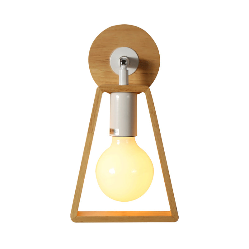 BowLift | Exposed bulb swivel wall lamp Simple wood 1 head bedside wall light ideas with trapezoidal frame