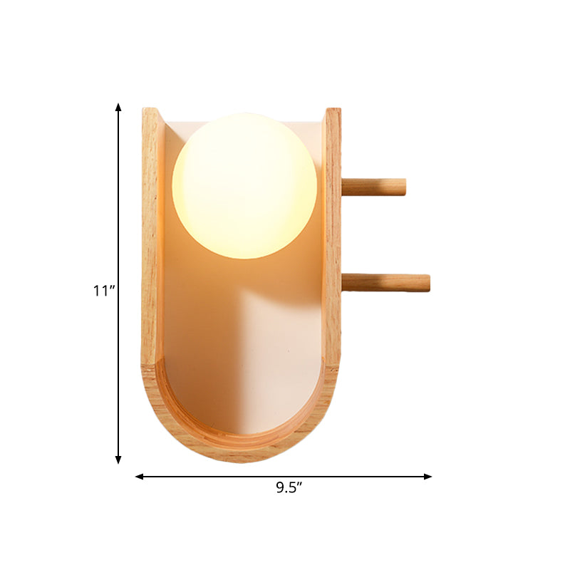 BowLift | Wood Half Oval Wall Light Modern Creative 1 Bulb Flush Mount Wall Light with Shelf Design