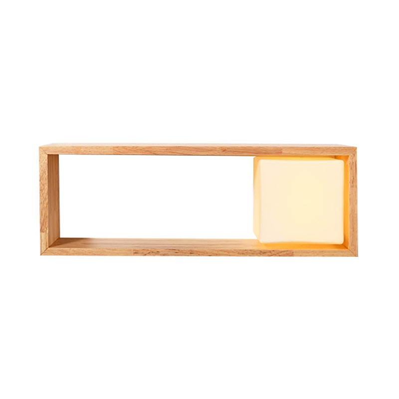 BowLift | Fillet/Right Angle Wall Lamp Nordic Wood 1 Head Nightstand Wall Lamp with Shelf Function