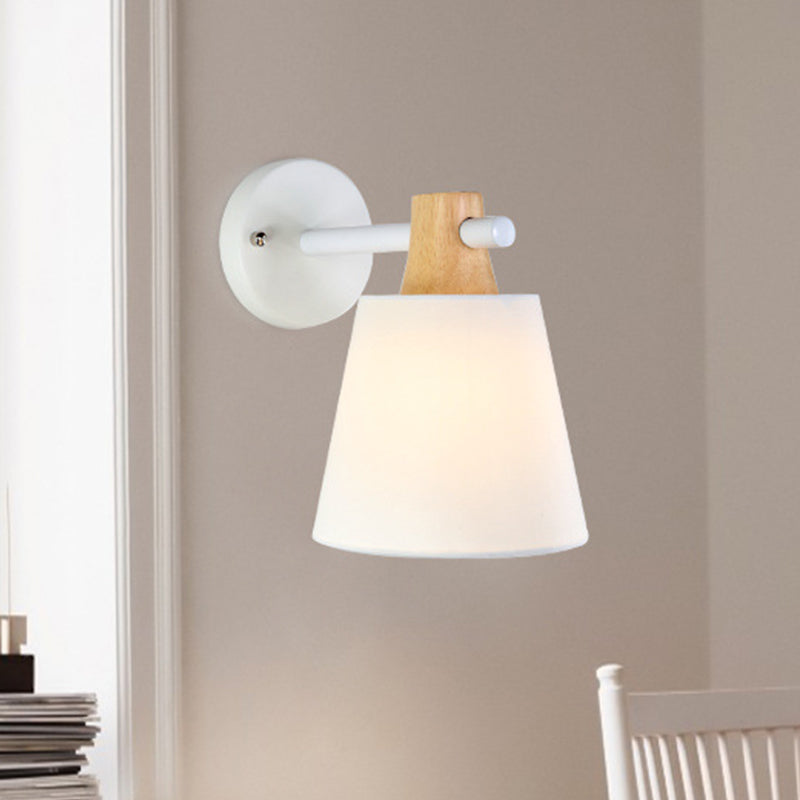 BowLift | Conical Wall Lamp Macaron Fabric 1 Head Blue/White/Yellow Wall Lighting Ideas with Straight Arm and Wood Clamp