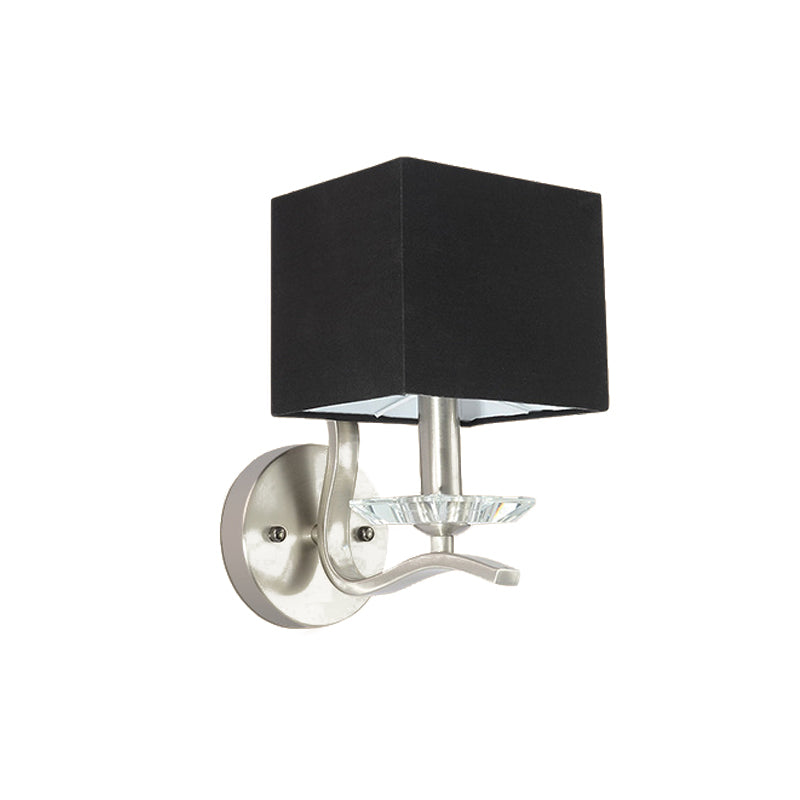 BowLift | Cube Nightstand Wall Lamp Fabric Single Modern Wall Light Wall Sconce in Gray/Black with Crystal Accent