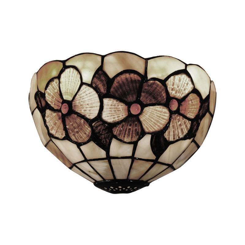BowLift | Shell Desert Rose Wall Lamp with Half Circle Shape Tiffany Style Wall Lamp in Beige for Hotel Restaurant