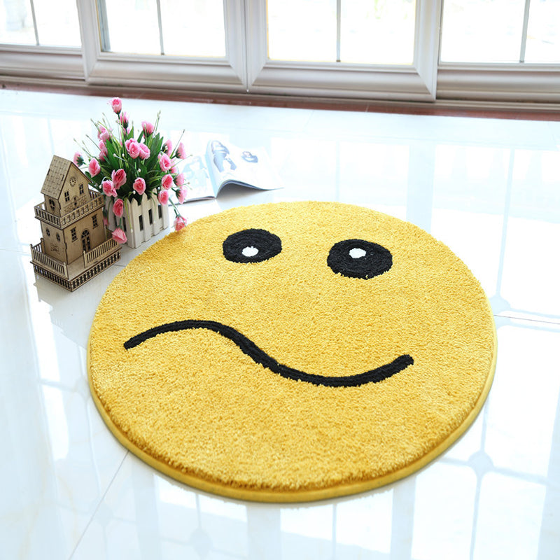 BowLift | Yellow Emoji Pattern Carpet Polyester Modern Carpet Pet Friendly Washable Non-Slip Carpet for Bedroom