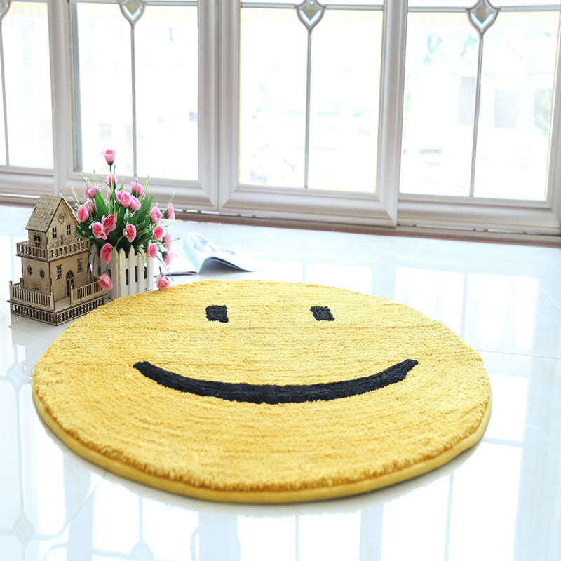 BowLift | Yellow Emoji Pattern Carpet Polyester Modern Carpet Pet Friendly Washable Non-Slip Carpet for Bedroom