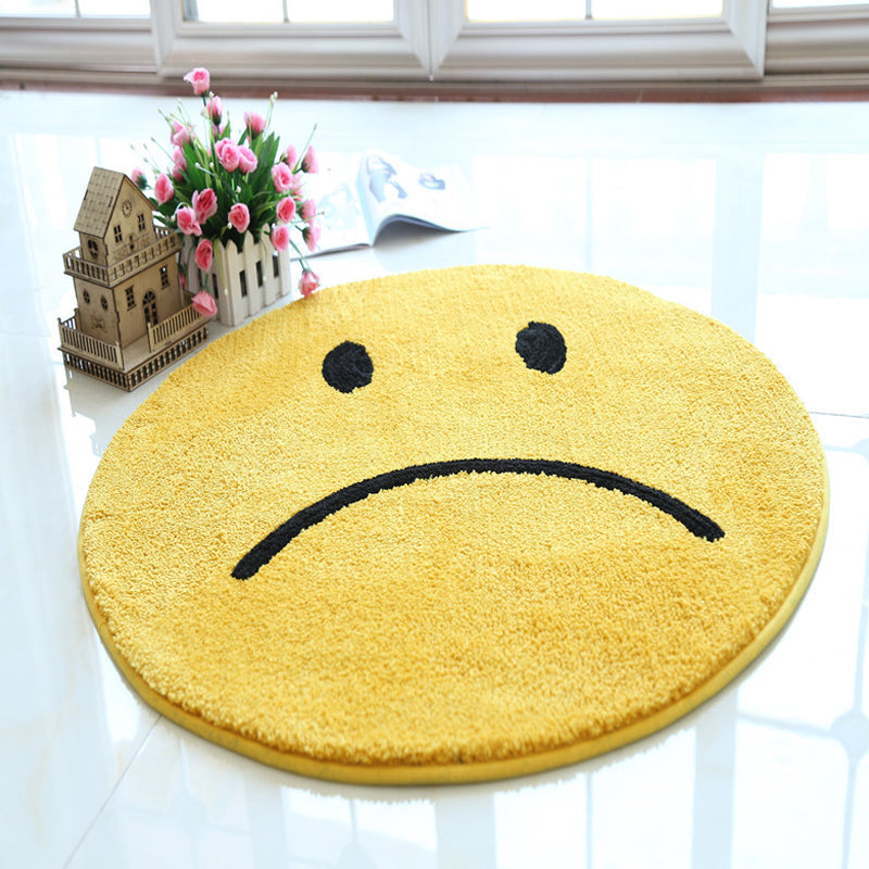 BowLift | Yellow Emoji Pattern Carpet Polyester Modern Carpet Pet Friendly Washable Non-Slip Carpet for Bedroom
