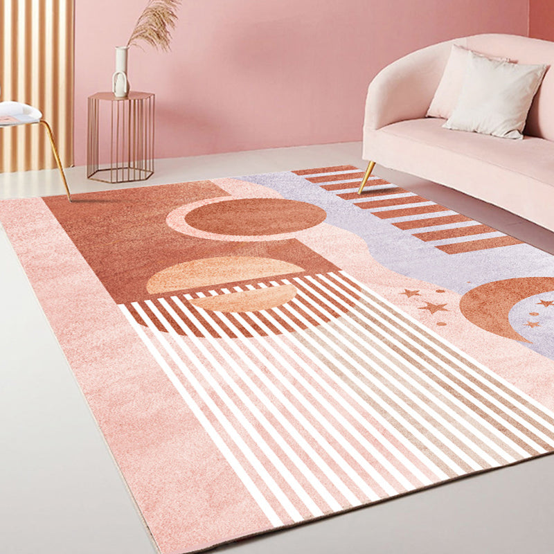 BowLift | Casual Stripe Pattern Carpet Multicolor Modern Carpet Polyester Pet-Friendly Washable Non-Slip Carpet for the Living Room