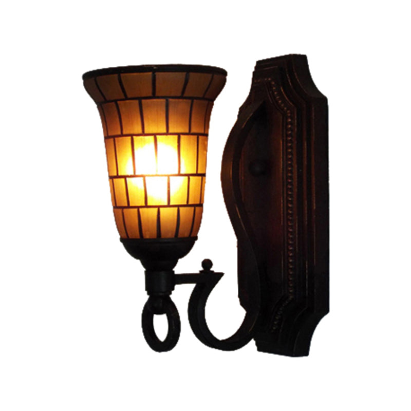 BowLift | 1 Head Slim Bell Wall Lamp Retro Loft Glass Wall Light in Yellow for Library Café