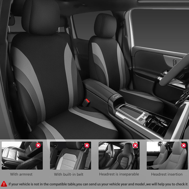 BowLift | EVA Waterproof Car Seat Covers Airbag Compatible Gray Two Front Seat Covers