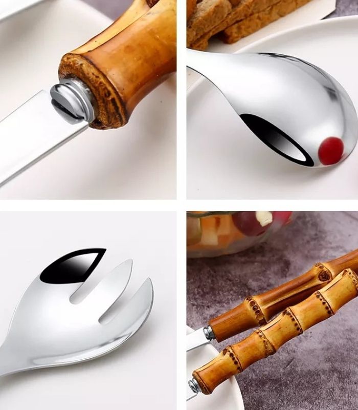 BowLift | Bamboo Handle Salad Serving Cutlery Kitchen Accessories