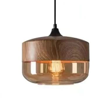 BowLift | Hand-Blown Glass & Wood Pendant Light Adjustable