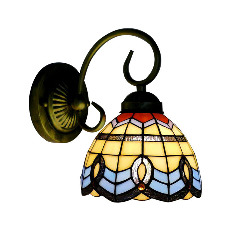 BowLift | Baroque Style 8"/6" W Grid Bell Wall Lighting Tempered Glass 1 Head Beige Wall Lamp for Kitchen
