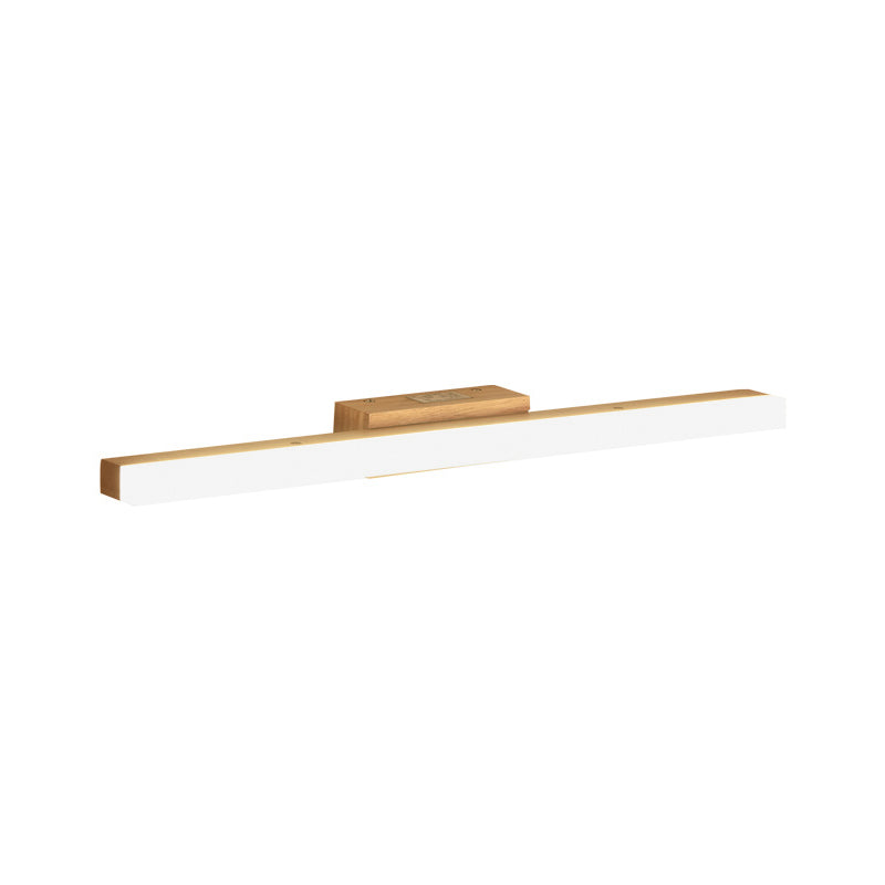 BowLift | Wood Linear Wall Mirror Lighting Minimalist 16"/23.5"/31.5" Width LED Wall Lighting Fixture in Beige