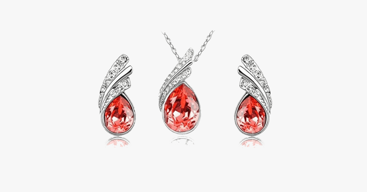 BowLift | Angle Tear Drop Austrian Crystal Pendant & Earring Set – A Unique and Stylish Addition to Your Collection
