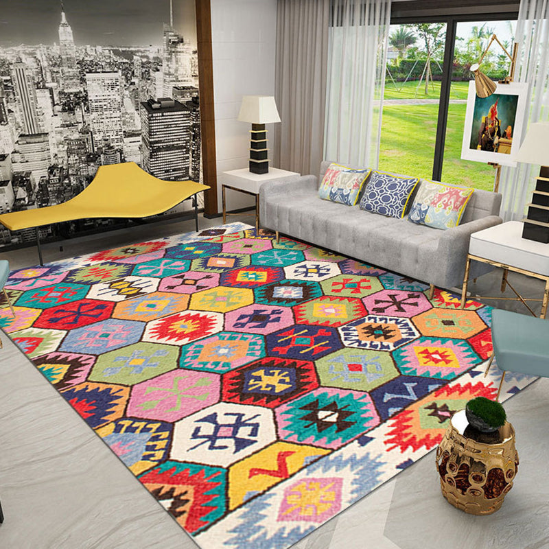 BowLift | Colorful Tribal Pattern Carpet Polyester Southwestern Rug Washable Non-Slip Pet-Friendly Rug for Bedroom