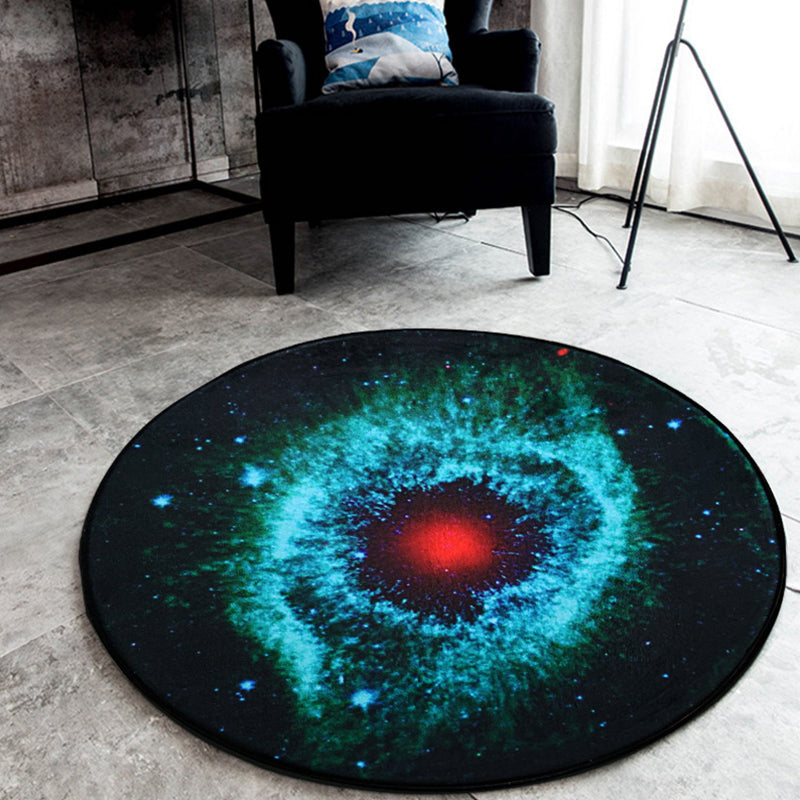BowLift | Black Galaxy Pattern Rug Polyester Novelty Rug Washable Non-Slip Pet Friendly Area Rug for Bedroom