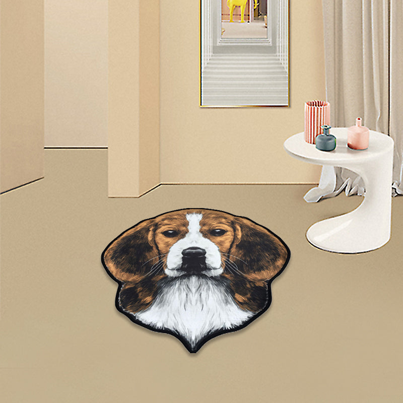 BowLift | Creative Brown Contemporary Carpet Polyester Dog Pattern Rug Washable Pet Friendly Non-Slip Carpet for Kids Room