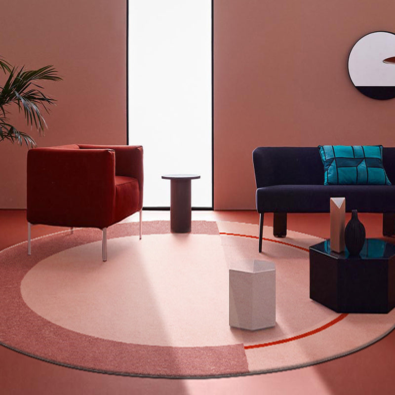 BowLift | Creative Abstract Carpet Red and Pink Modernism Carpet Polyester Pet Friendly Washable Non-Slip Area Rug for Bedroom