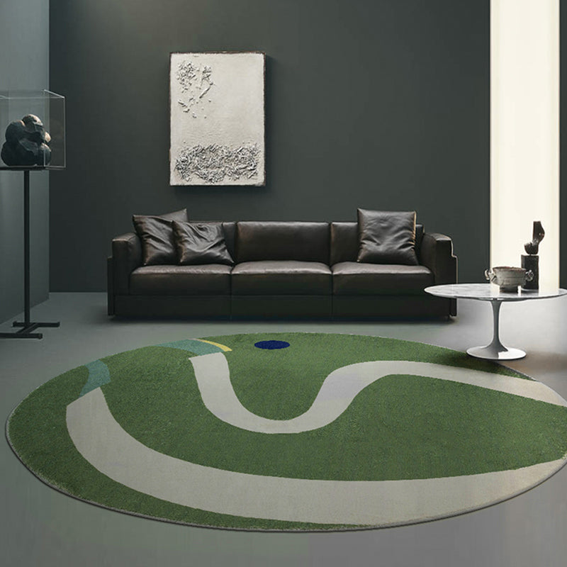 BowLift | Green and White Abstract Carpet Polyester Modern Carpet Pet Friendly Washable Non Slip Runner for Living Room