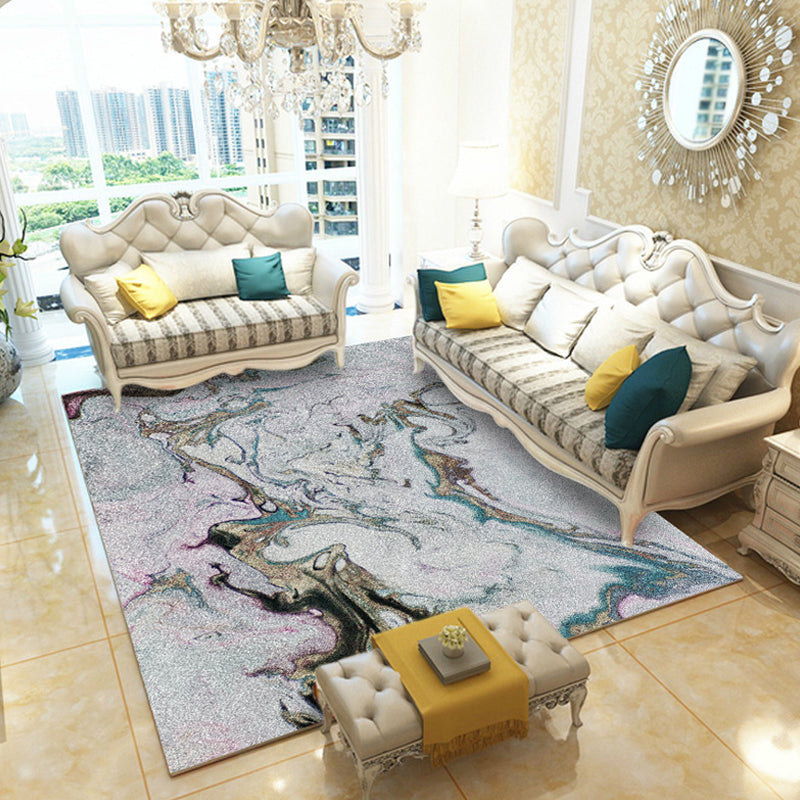 BowLift | Multicolor Living Room Rug Industrial Watercolor Abstract Pattern Rug Polyester Washable Non-Slip Backing Pet-Friendly Rug