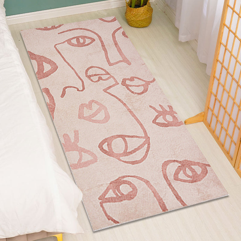BowLift | Creative Abstract Carpet Red and Pink Modernism Carpet Polyester Pet Friendly Washable Non-Slip Area Rug for Bedroom
