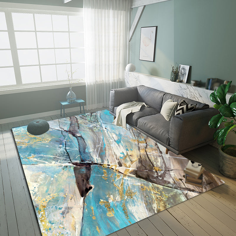 BowLift | Industrial Abstract Floor Rug Multicolor Polyester Rug Non-Slip Pet Friendly Washable Area Rug for Bedroom