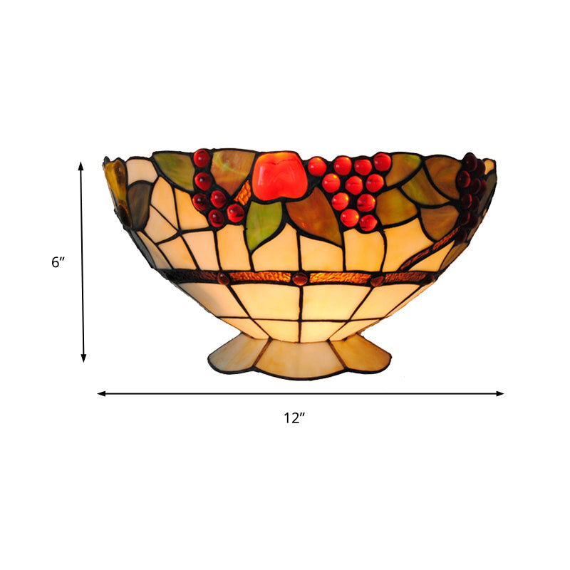 BowLift | Art Deco Wall Lamp with Fruit Pattern Lodge Stained Glass 1 Lamp Wall Lamp Light