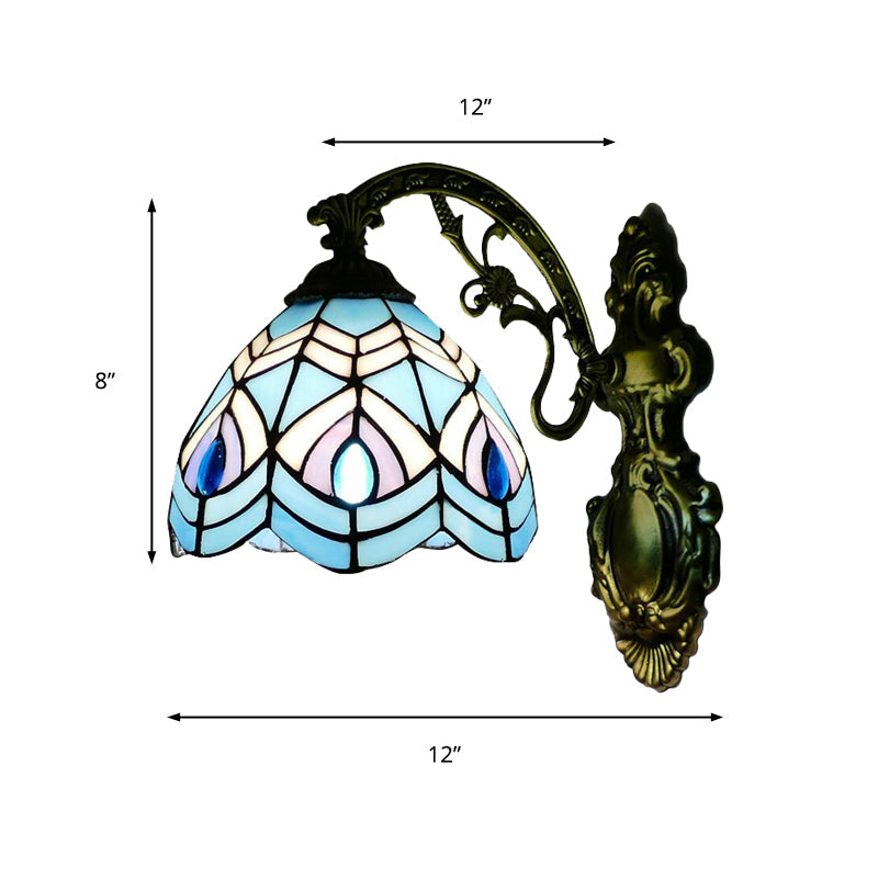 BowLift | Peacock Wall Light Tiffany Style Stained Glass 1 Main Wall Lamp Lighting for Bedroom