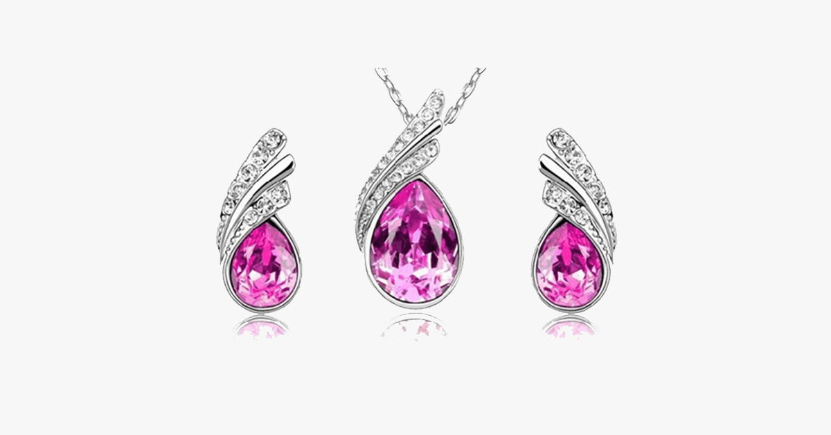 BowLift | Angle Tear Drop Austrian Crystal Pendant & Earring Set – A Unique and Stylish Addition to Your Collection