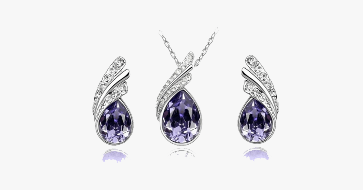 BowLift | Angle Tear Drop Austrian Crystal Pendant & Earring Set – A Unique and Stylish Addition to Your Collection