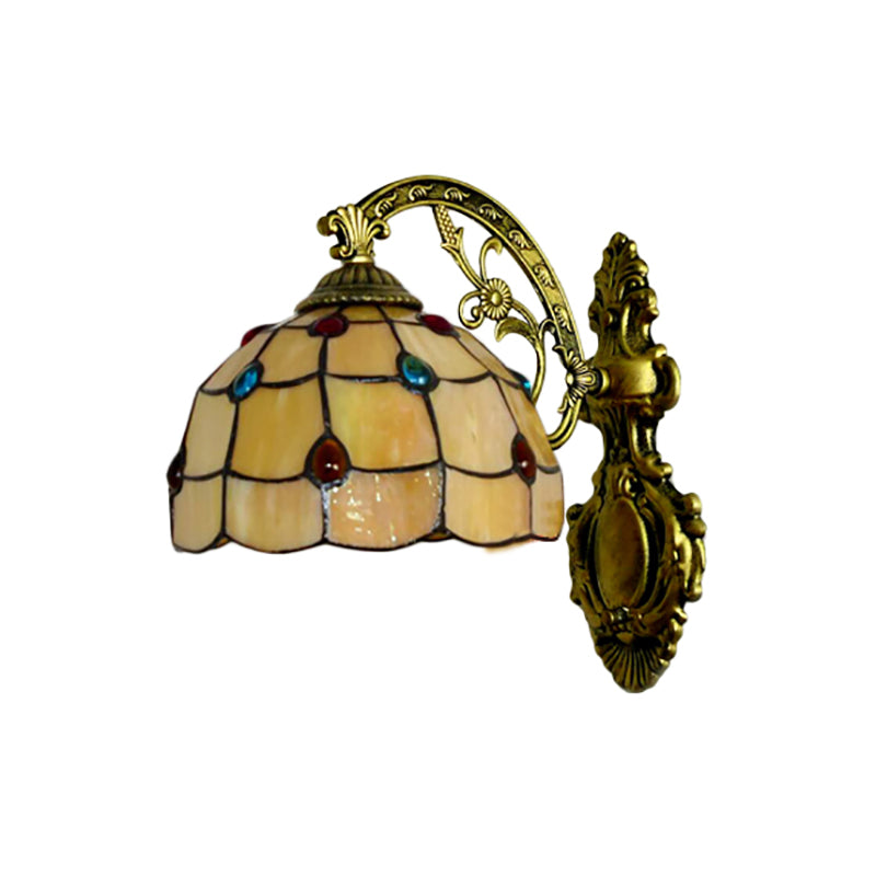 BowLift | Yellow Wall Light Tiffany Stained Glass 1 Light Decorative Wall Lamp with Bowl Shade