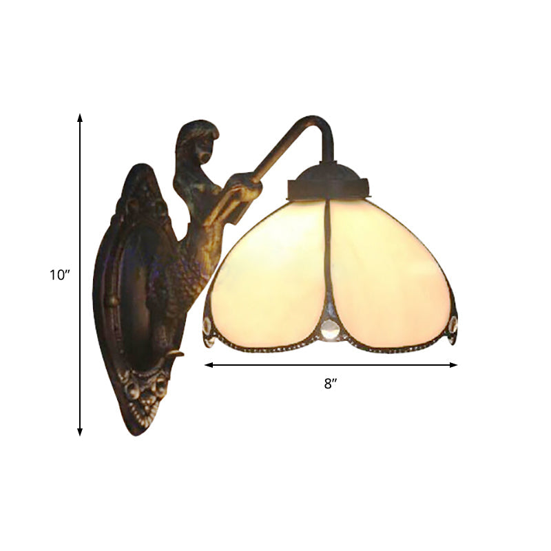 BowLift | Petal Wall Lamp Fixture Tiffany Beige Glass 1 Main Chandelier Light with Mermaid Decoration for Hallway