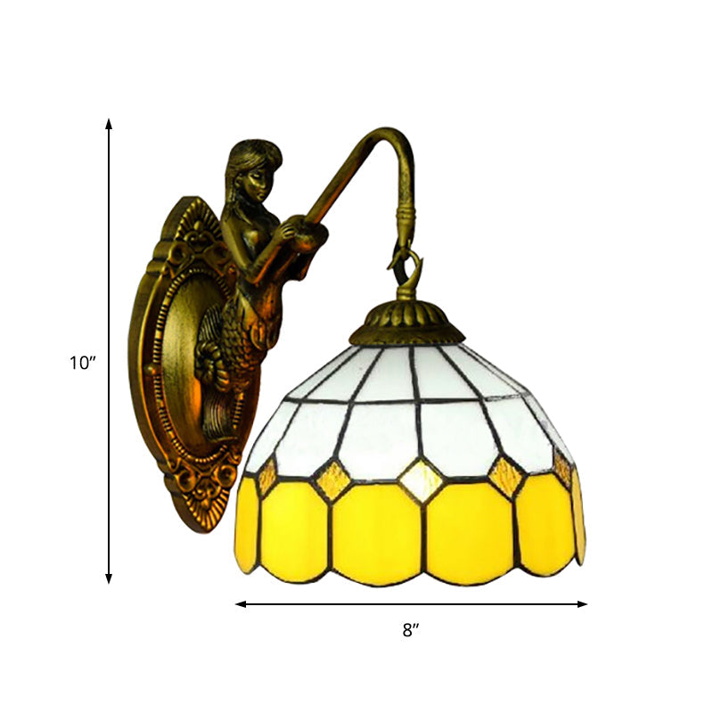 BowLift | Grit cartridges Sconce Light Baroque Yellow and White Glass 1 Head Brass Wall Mount Light
