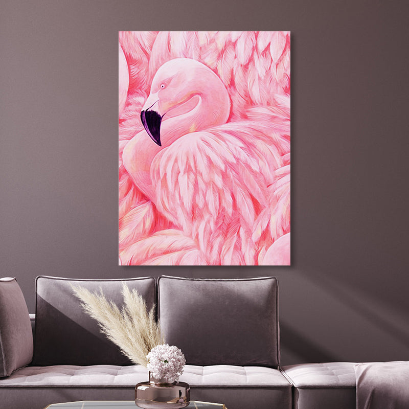 BowLift | Flamingo Canvas Print Tropical Style Texture Wall Art Decor in Pink for Family Room