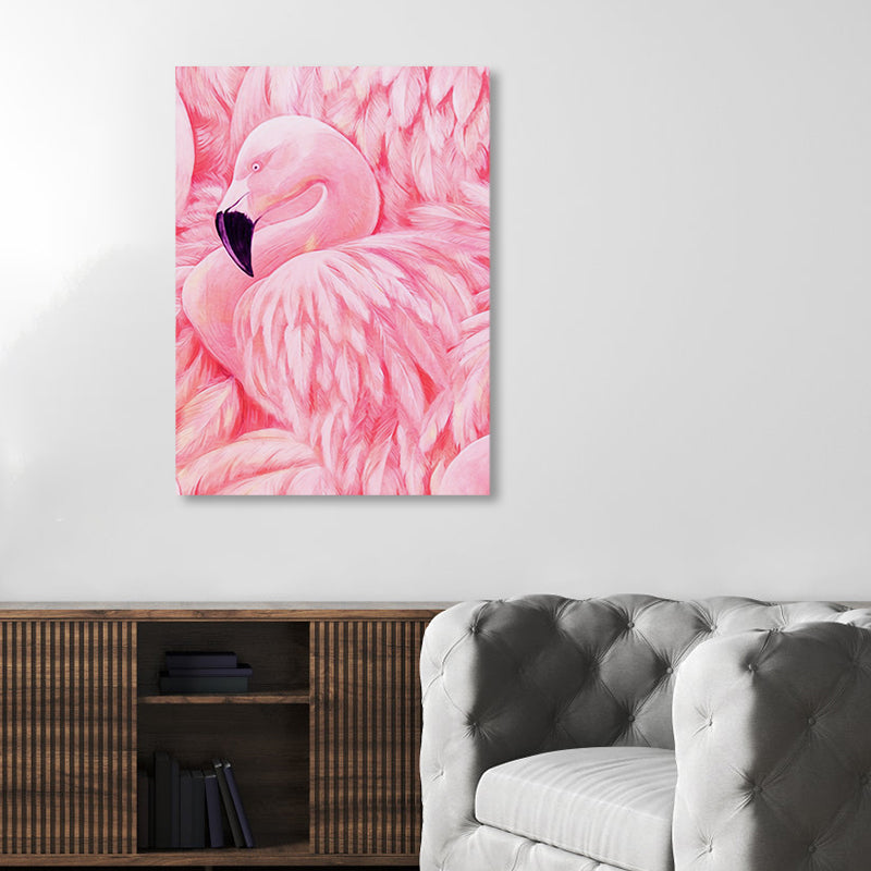BowLift | Flamingo Canvas Print Tropical Style Texture Wall Art Decor in Pink for Family Room