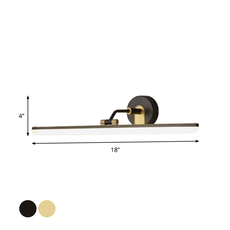 BowLift | Adjustable Metal Arm LED Wall Light Cosmetic Bar Lamp Contemporary Black/Brass Wall Sconce Lighting, 18"/23" Width