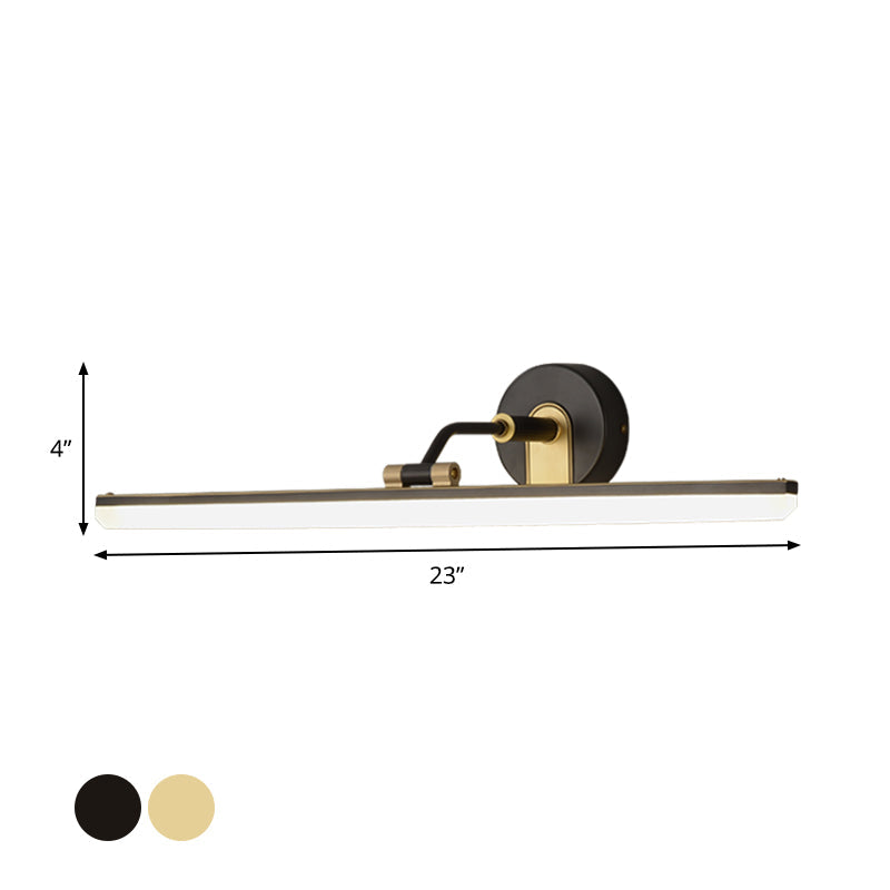 BowLift | Adjustable Metal Arm LED Wall Light Cosmetic Bar Lamp Contemporary Black/Brass Wall Sconce Lighting, 18"/23" Width