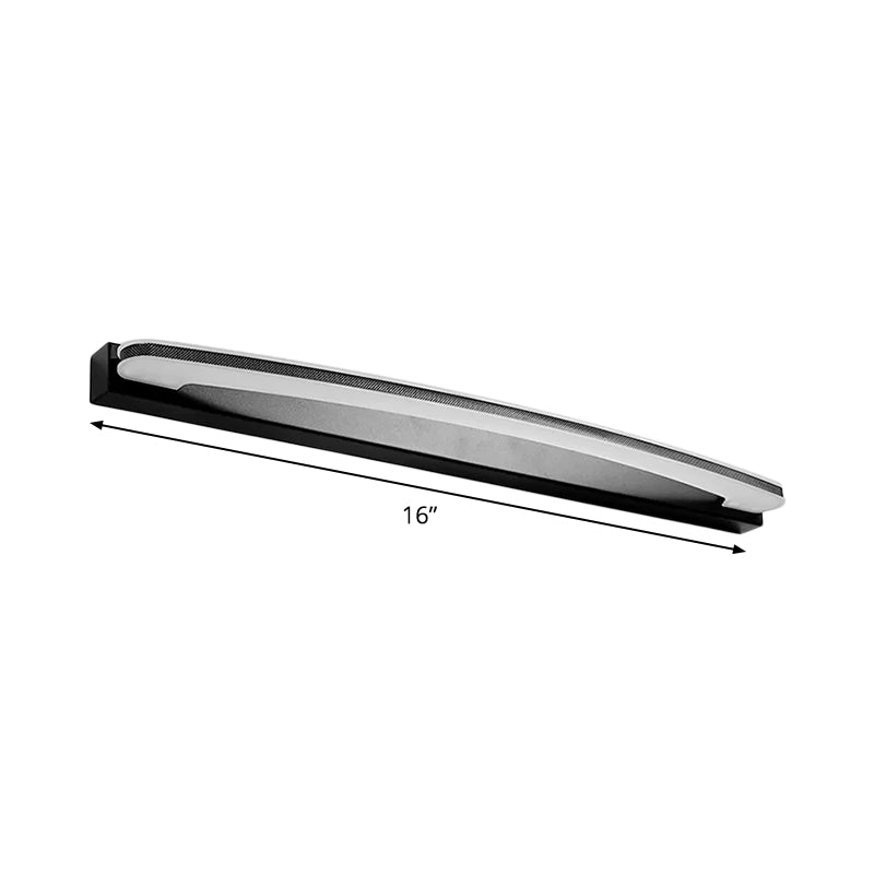BowLift | Curved Bar Wall Vanity Light Minimal LED Metal Bathroom Wall Lamp in Black, Warm/White Light