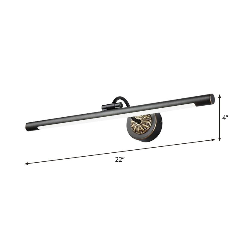 BowLift | 17"/22" Width Elongated Wall Lamp Simplicity Metal LED Black Vanity Mirror Light with Swivel Arm