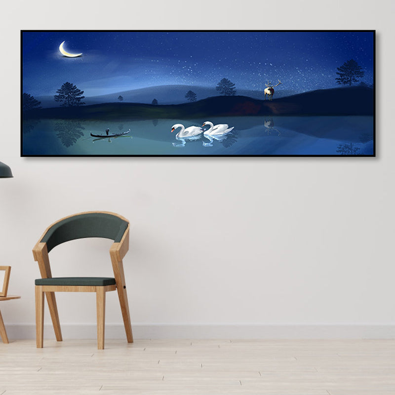 BowLift | Wild Animal Wrapped Canvas Textured Tropical Style Bedroom Painting in Bright Color