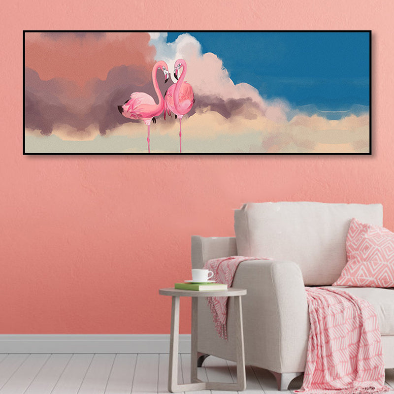 BowLift | Wild Animal Wrapped Canvas Textured Tropical Style Bedroom Painting in Bright Color