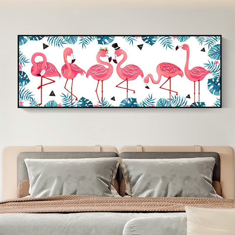 BowLift | Wild Animal Wrapped Canvas Textured Tropical Style Bedroom Painting in Bright Color