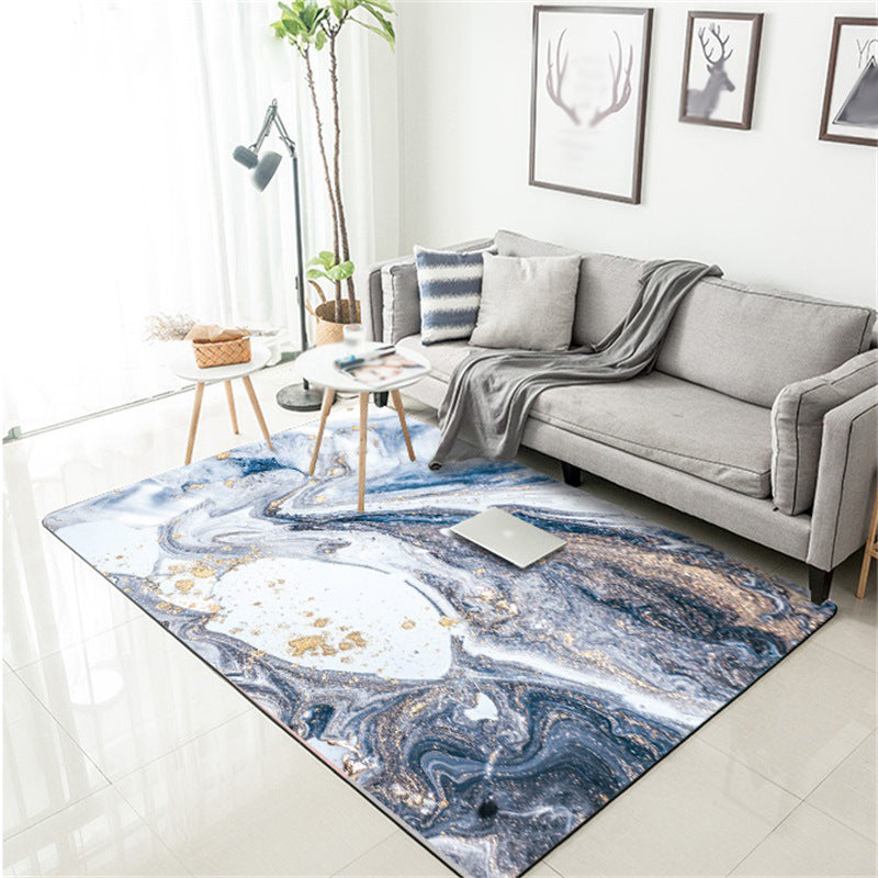 BowLift | Blue Novelty Carpet Polyester Abstract Carpet Pet Friendly Washable Non-Slip Carpet for the Living Room